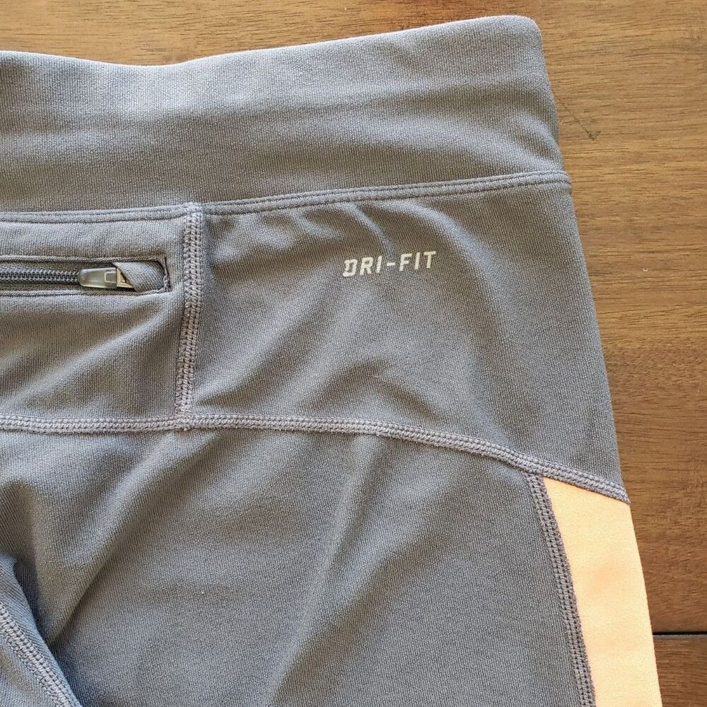 Nike Dri-FIT Size M Stay Warm Capri Workout Grey Orange Leggings Running Gym - Picture 5 of 9